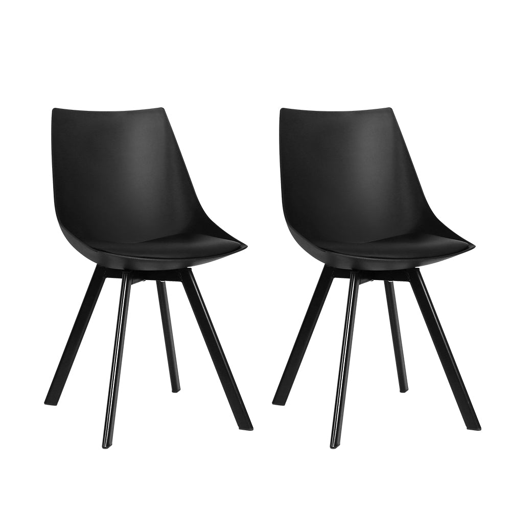 Artiss Dining Chairs Set of 2 PU Leather Plastic Metal Black 7