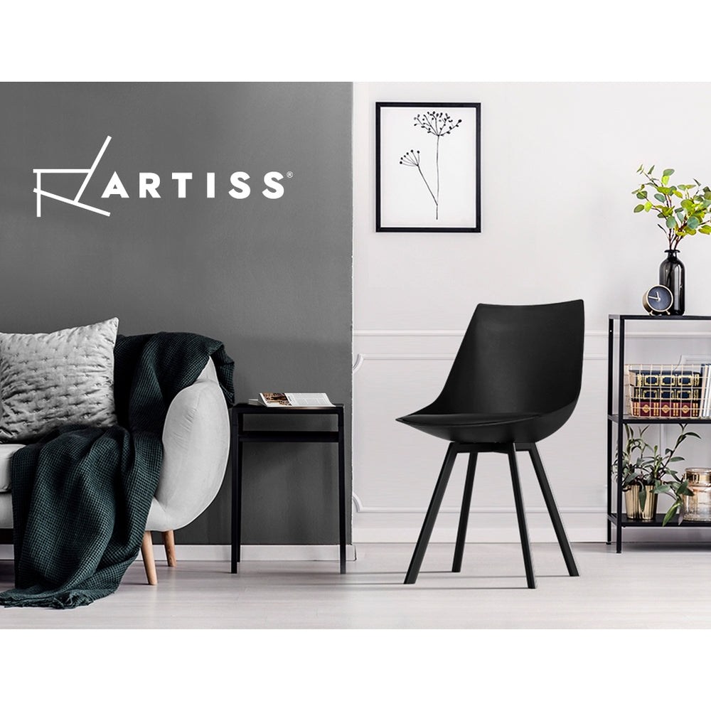 Artiss Dining Chairs Set of 2 PU Leather Plastic Metal Black 6