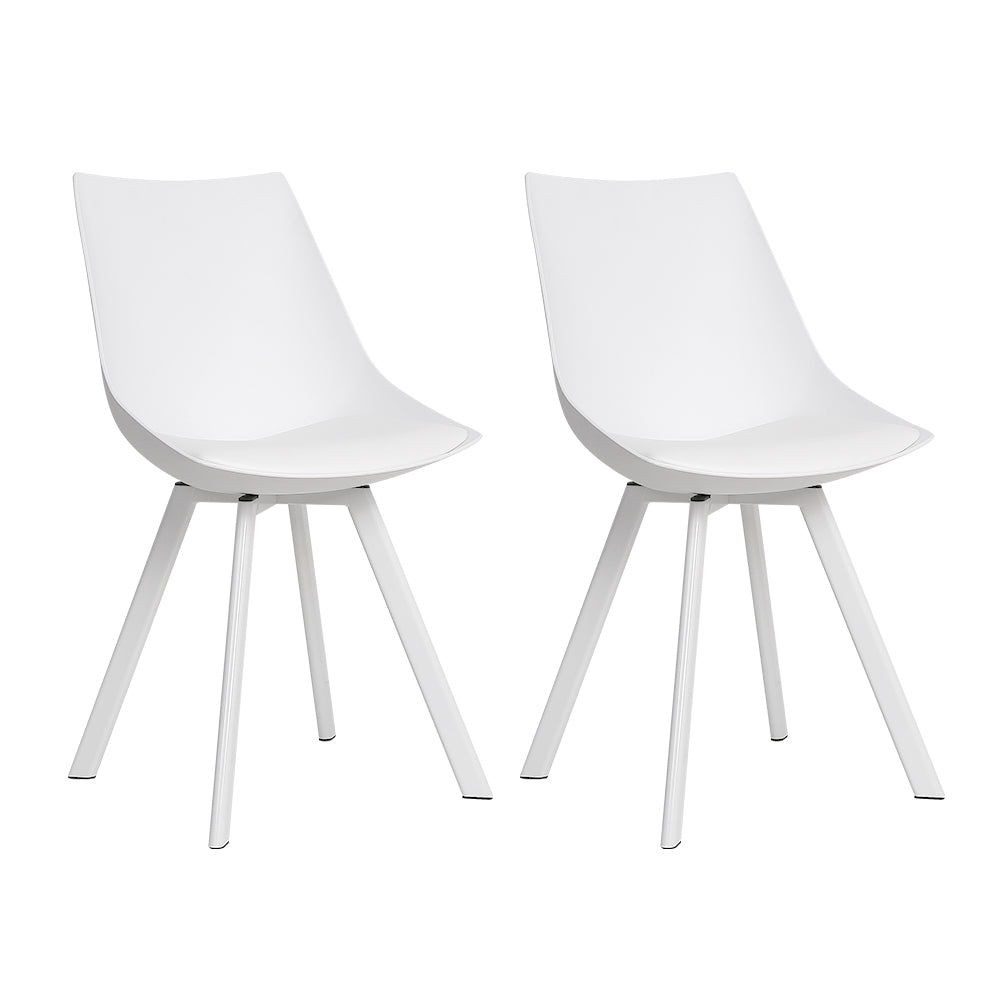 Artiss Dining Chairs Set of 2 PU Leather Plastic Metal White 7