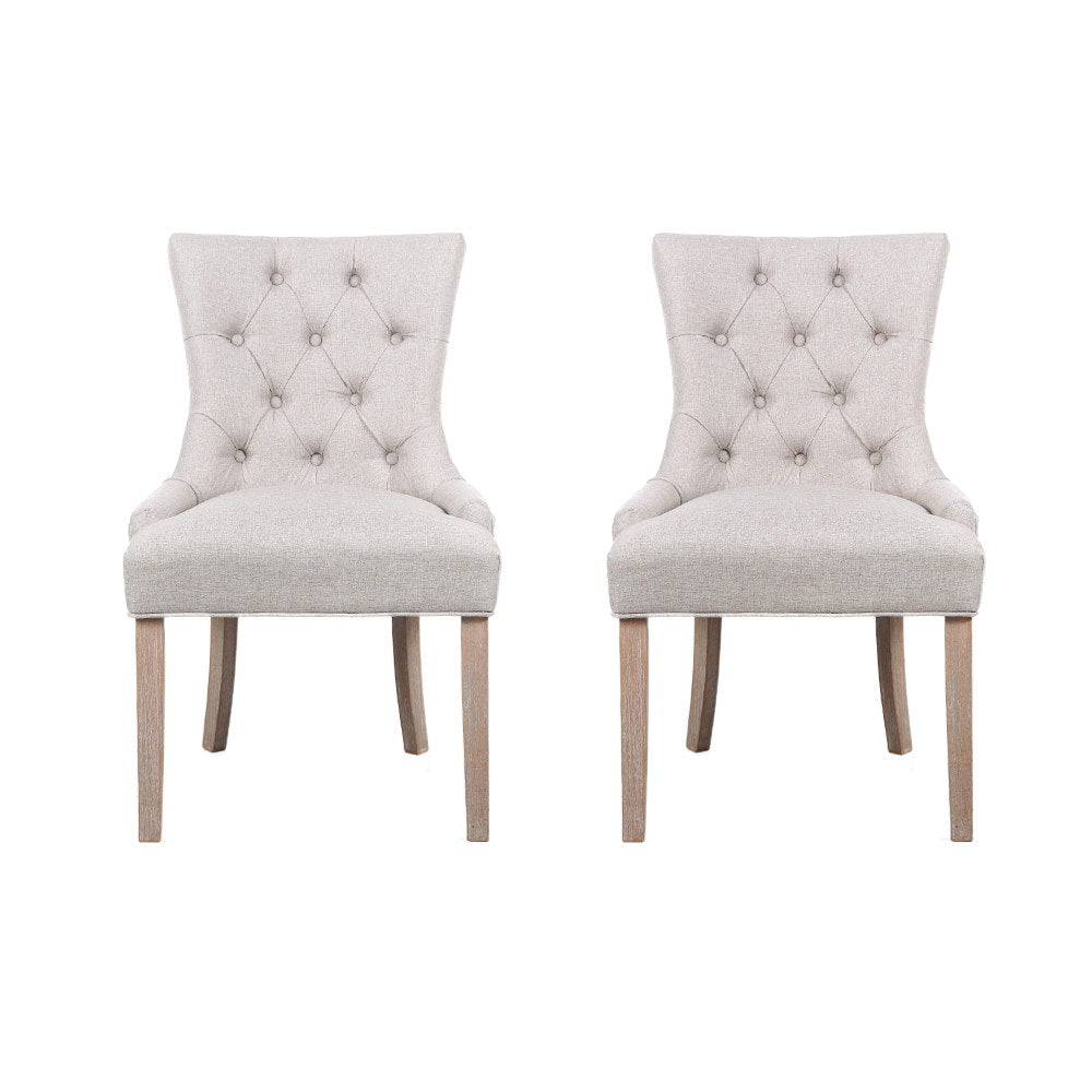 Artiss Dining Chairs Set of 2 Linen French Provincial Beige 3