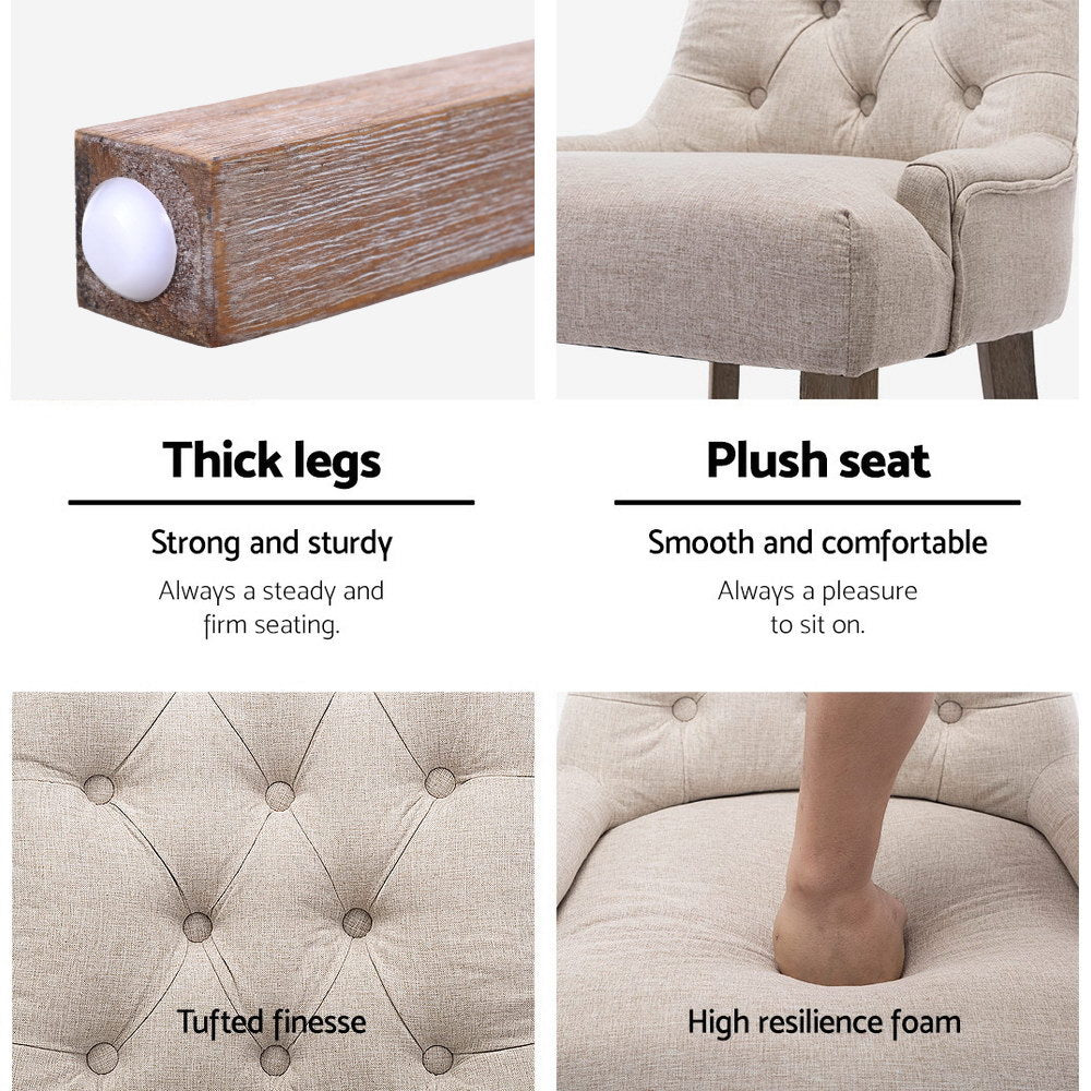 Artiss Dining Chairs Set of 2 Linen French Provincial Beige 4