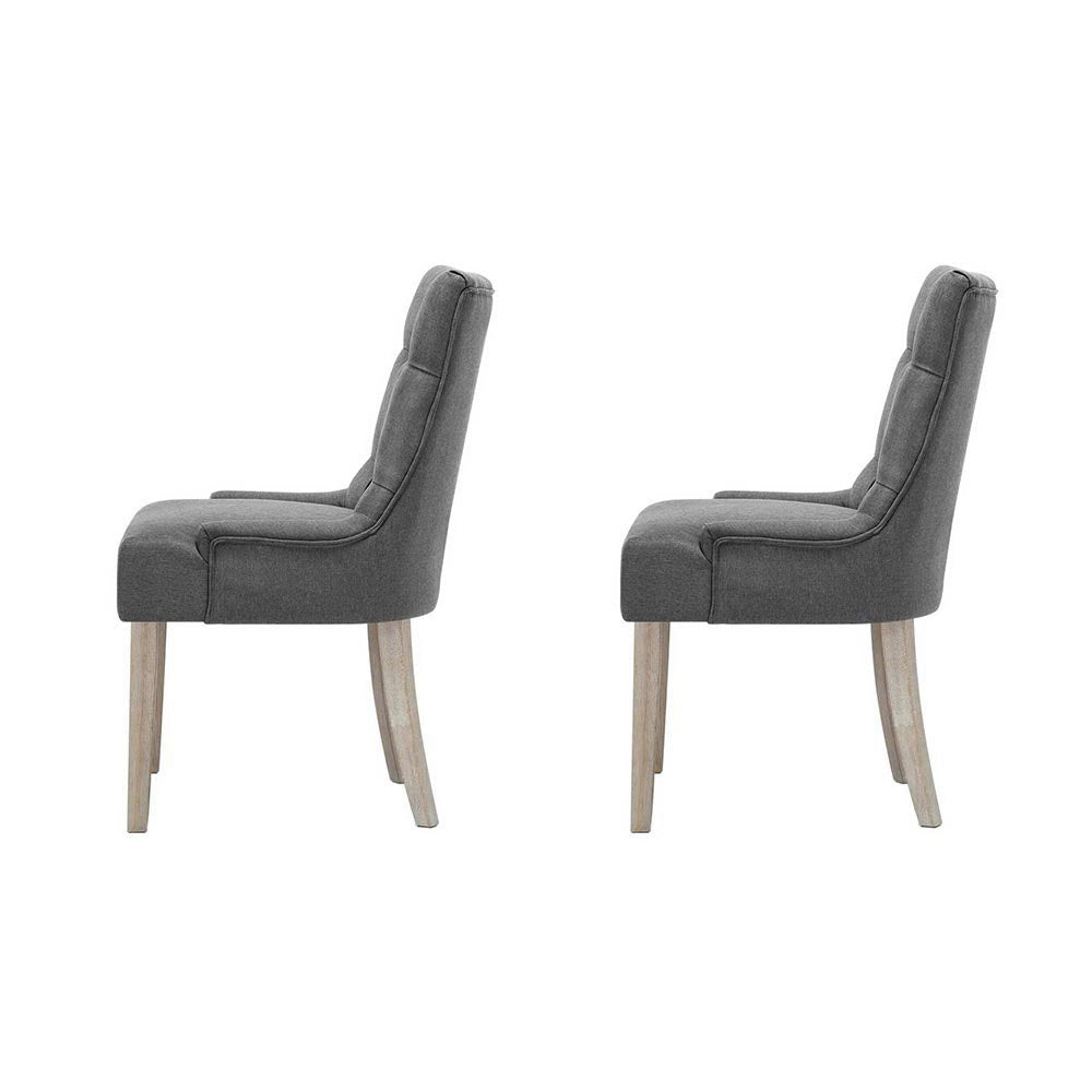Artiss Dining Chairs Set of 2 Linen French Provincial Grey 3