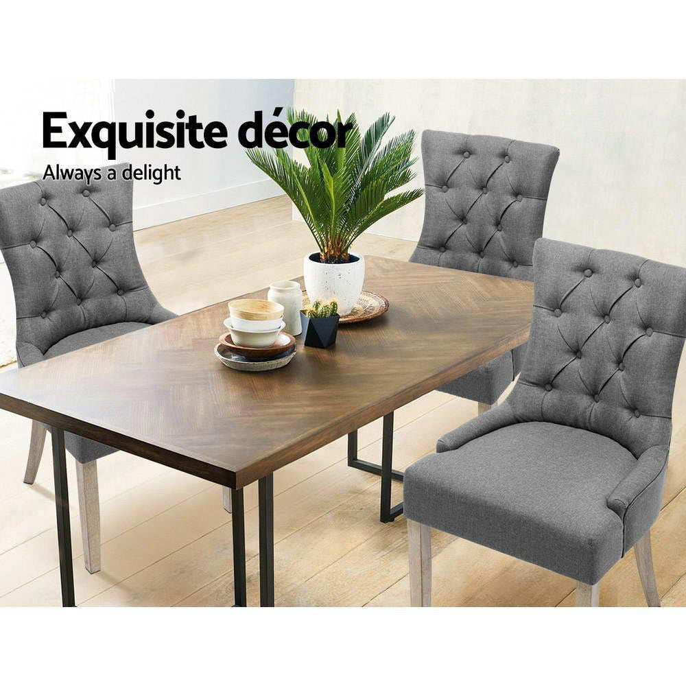 Artiss Dining Chairs Set of 2 Linen French Provincial Grey 4