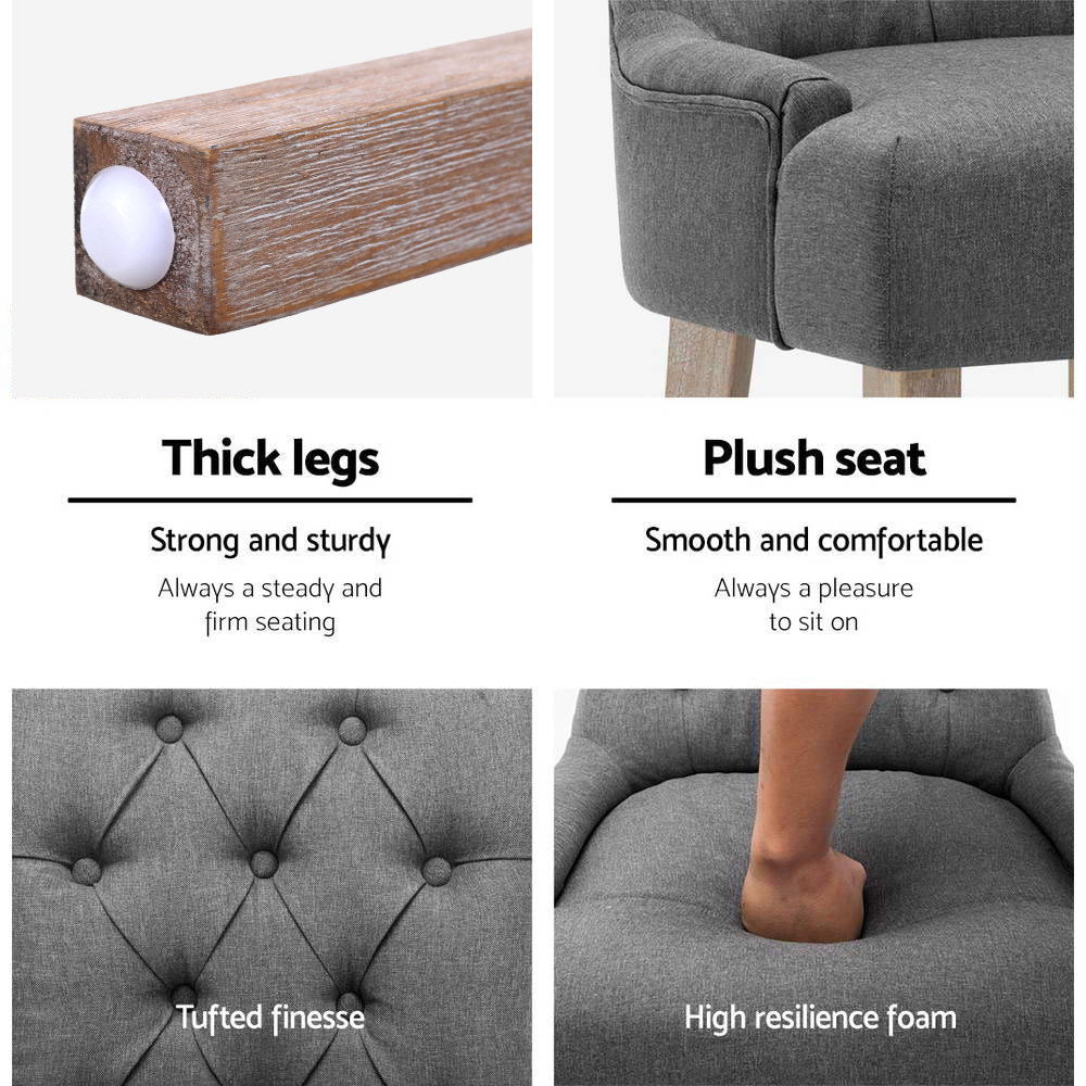 Artiss Dining Chairs Set of 2 Linen French Provincial Grey 6