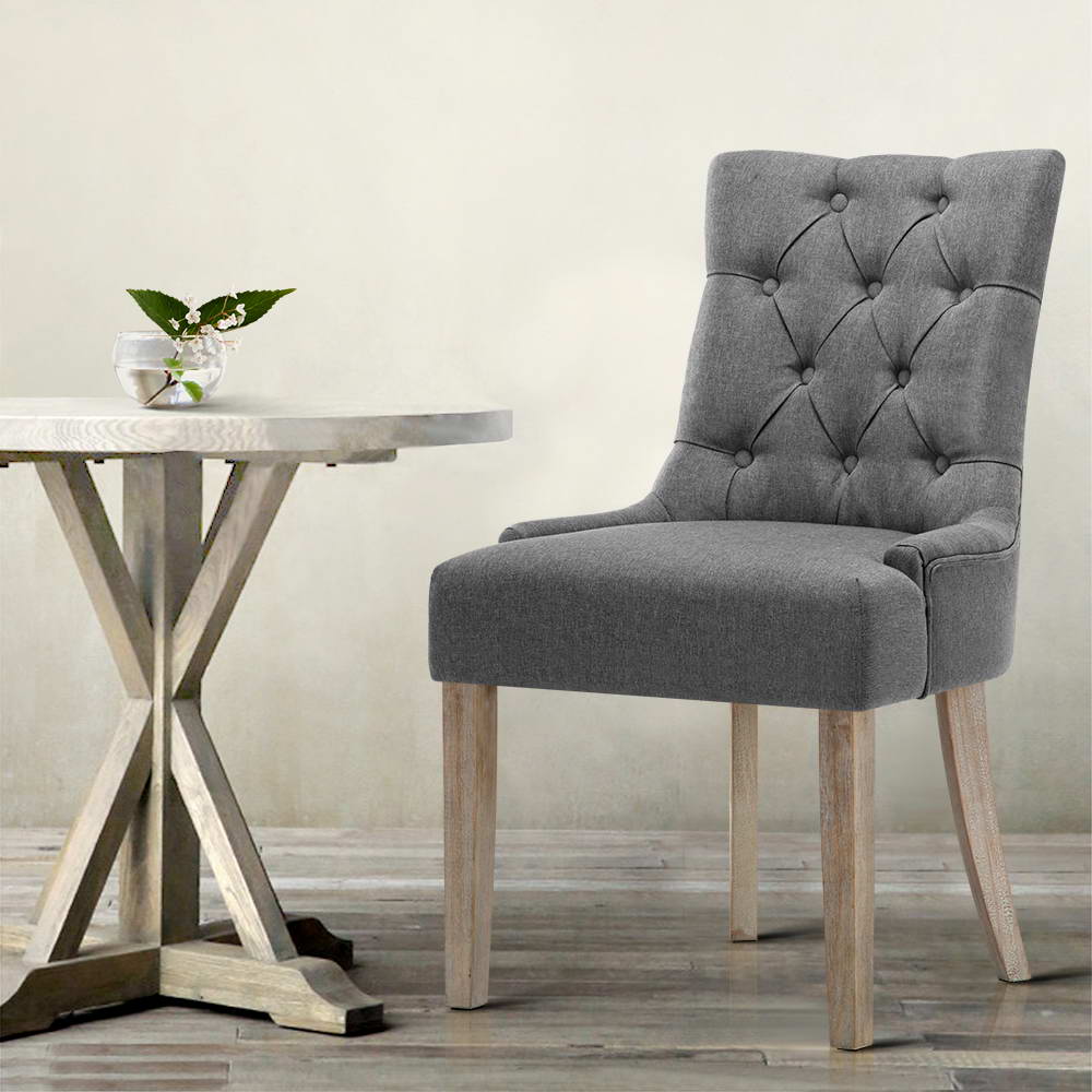 Artiss Dining Chairs Set of 2 Linen French Provincial Grey 7