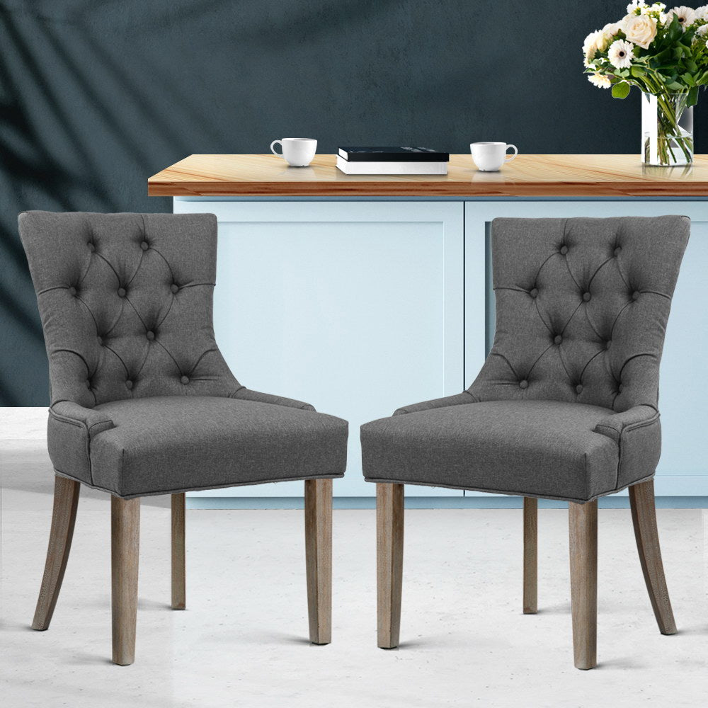 Artiss Dining Chairs Set of 2 Linen French Provincial Grey 8