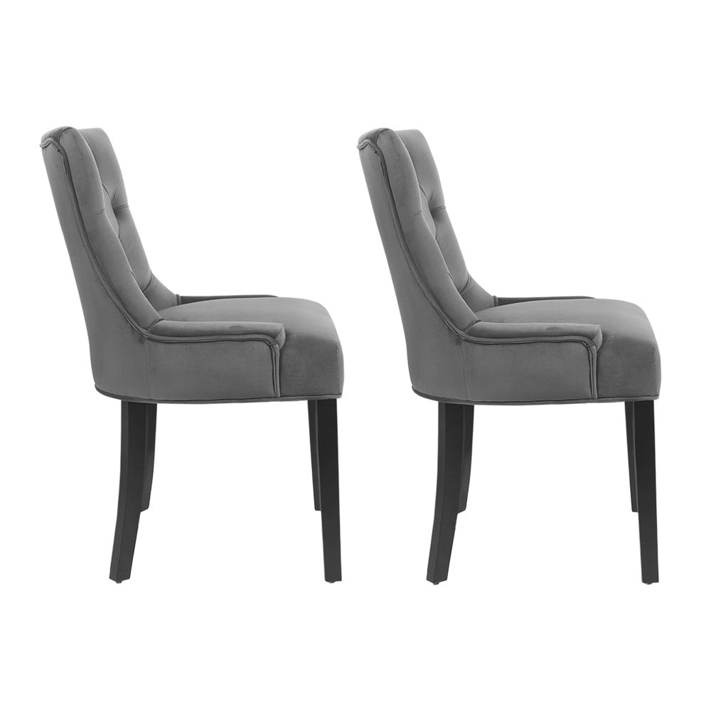 Artiss Dining Chairs Set of 2 Velvet French Provincial Grey 3