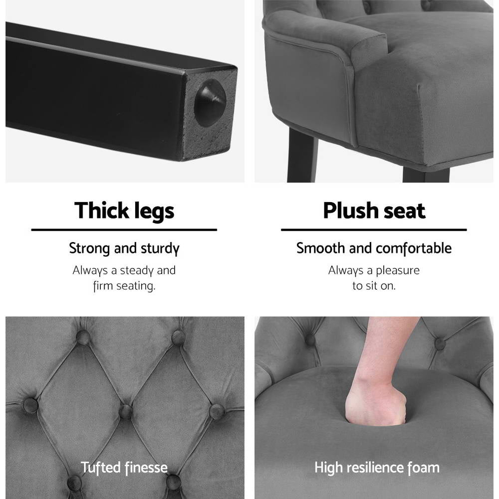 Artiss Dining Chairs Set of 2 Velvet French Provincial Grey 5