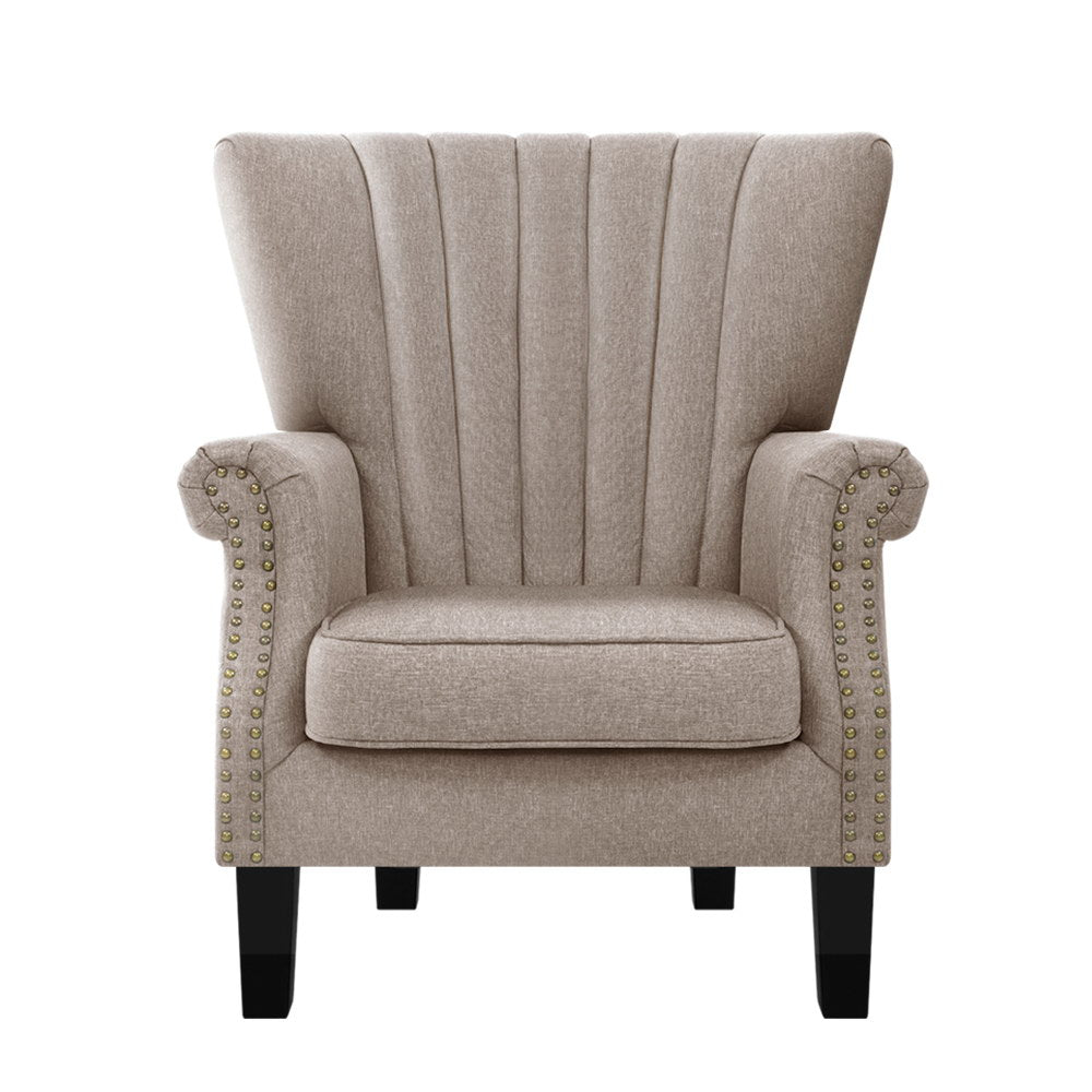 Artiss Armchair Wingback Beige Andrew 3