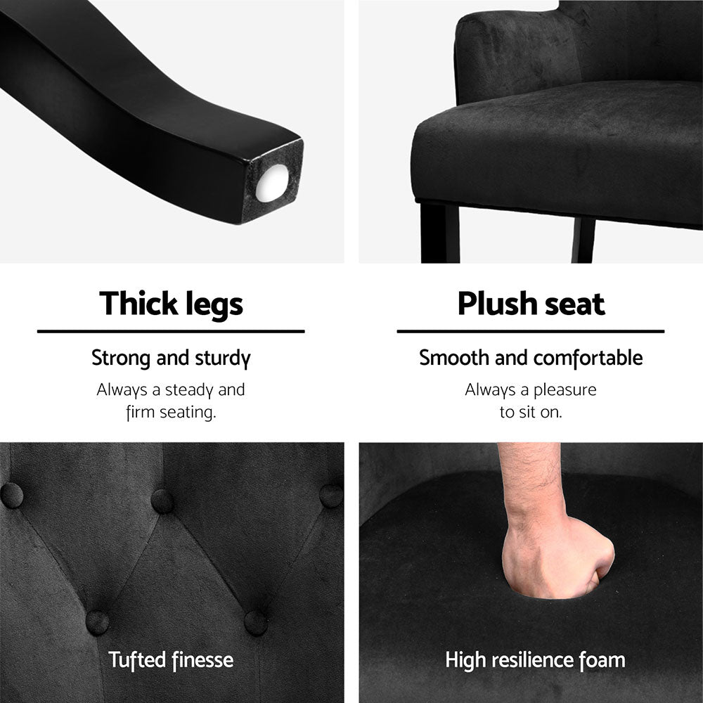 4x Artiss Dining Chairs Velvet French Provincial Armchair Black 6