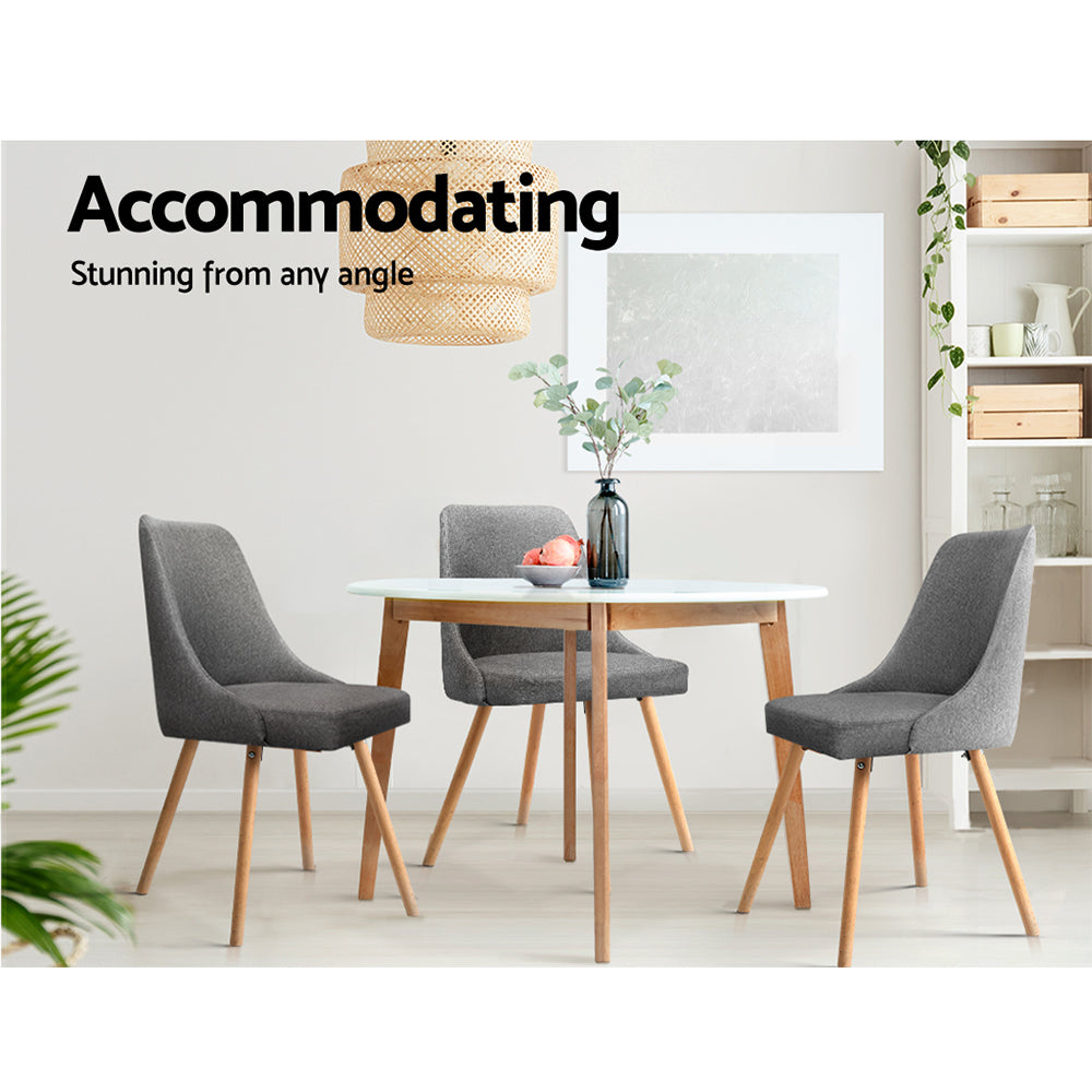 Artiss Dining Chairs Set of 2 Fabric Wooden Grey 4