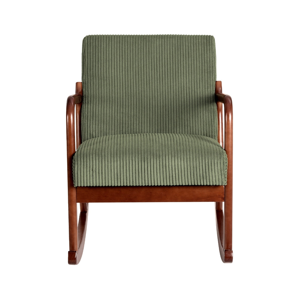 Artiss Rocking Armchair Nursing Chair Corduroy Green 3