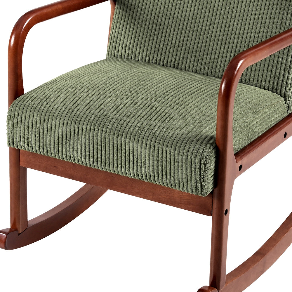 Artiss Rocking Armchair Nursing Chair Corduroy Green 5