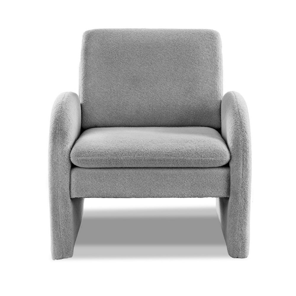 Artiss Armchair Accent Chair Lounge Tub Sofa Couch Curved Arm Seat Boucle Grey 4