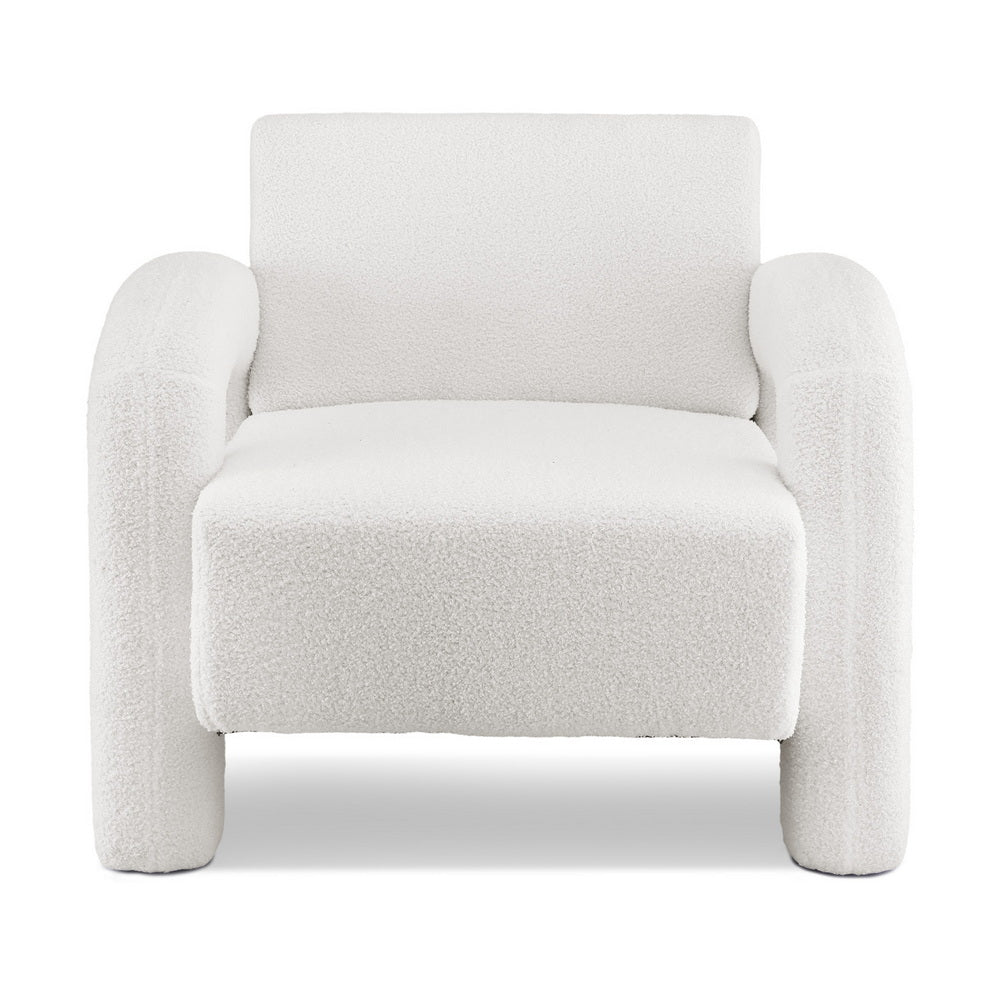 Artiss Armchair Accent Chair Lounge Sofa Couch Curved Seat Boucle White 4