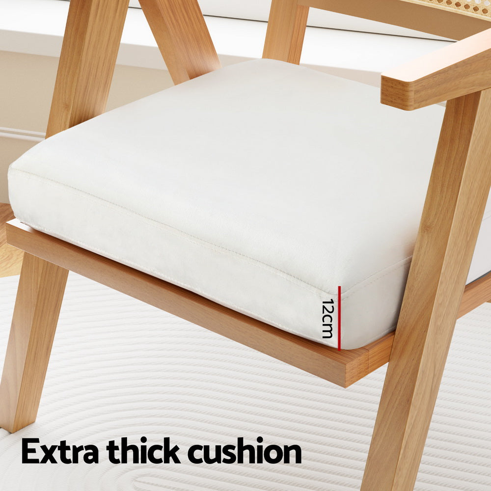 Artiss Armchair Accent Chair Lounge Rattan Velvet Pine 5