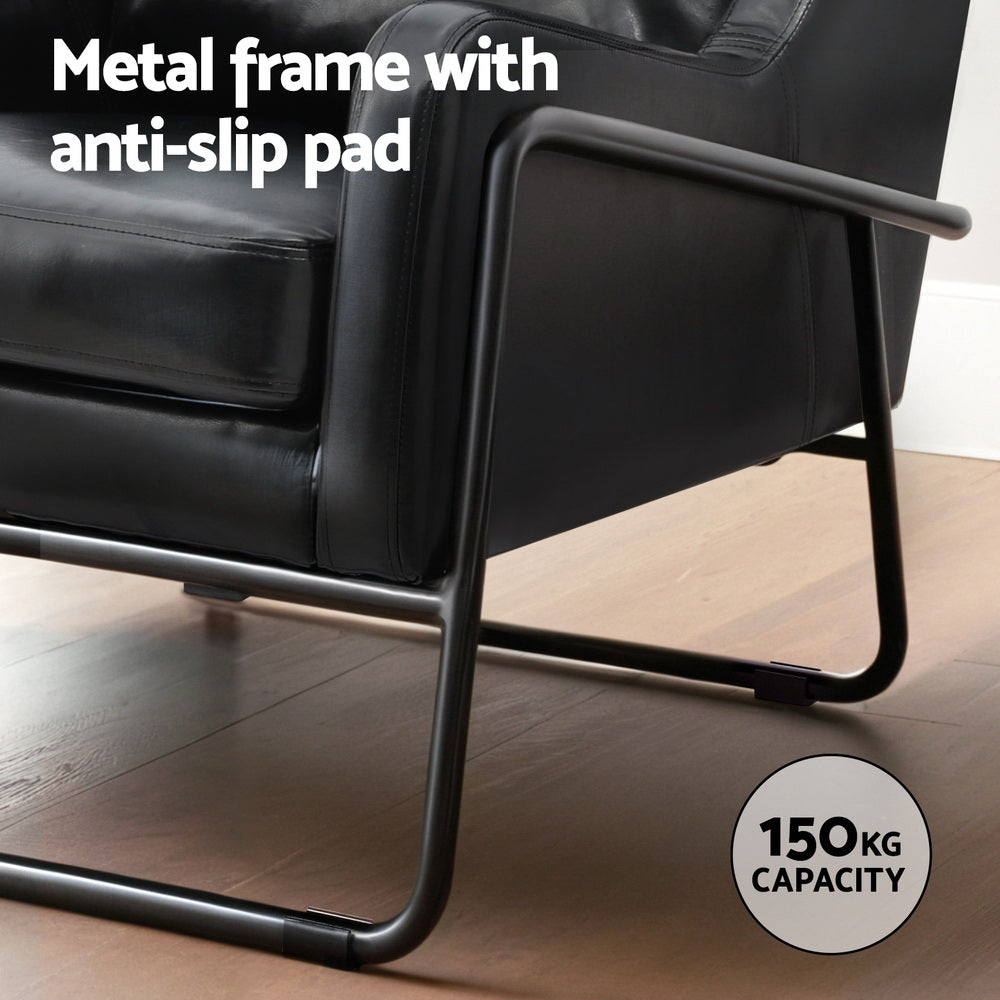 Artiss Armchair Accent Chair PU Leather Wingback Black 6