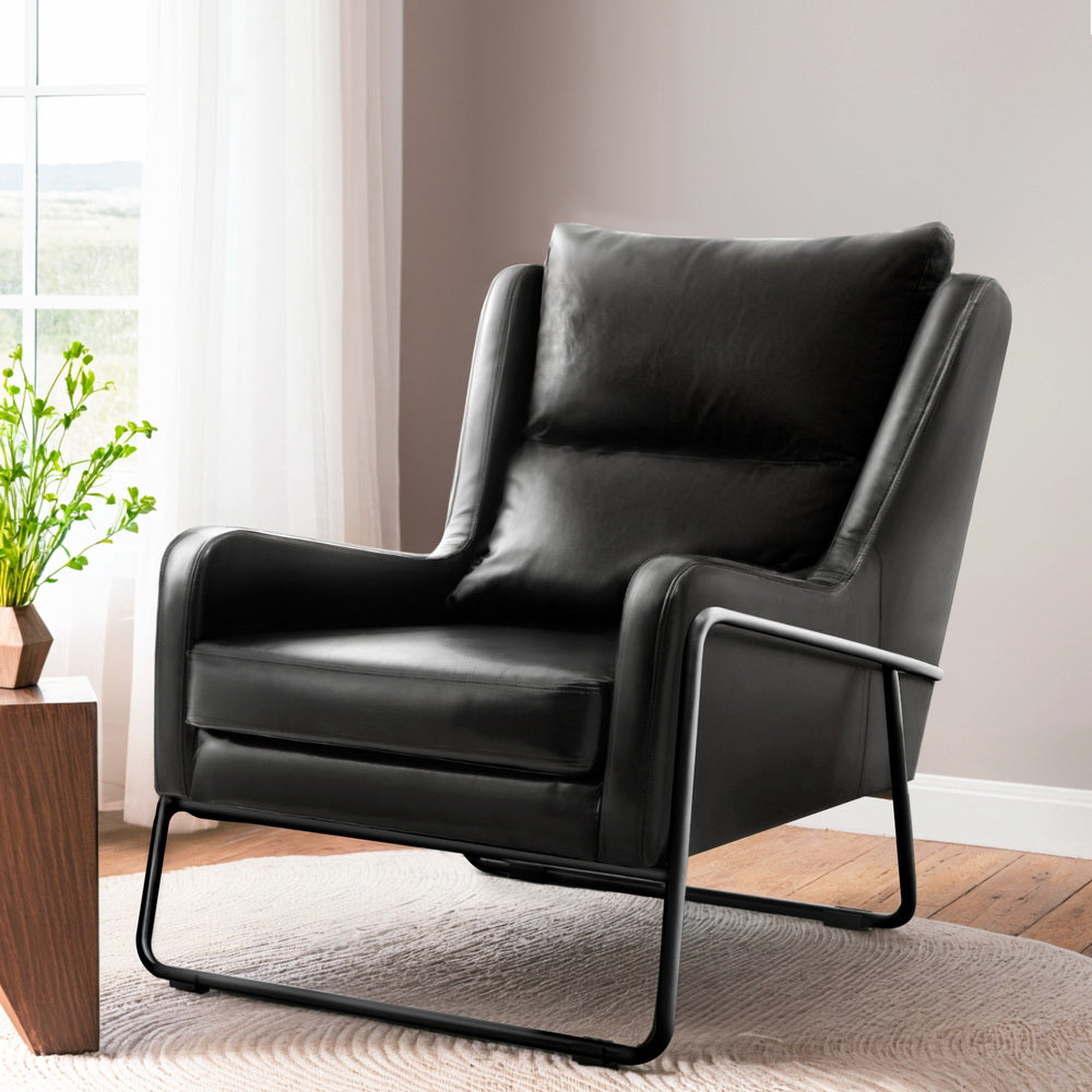 Artiss Armchair Accent Chair PU Leather Wingback Black 7