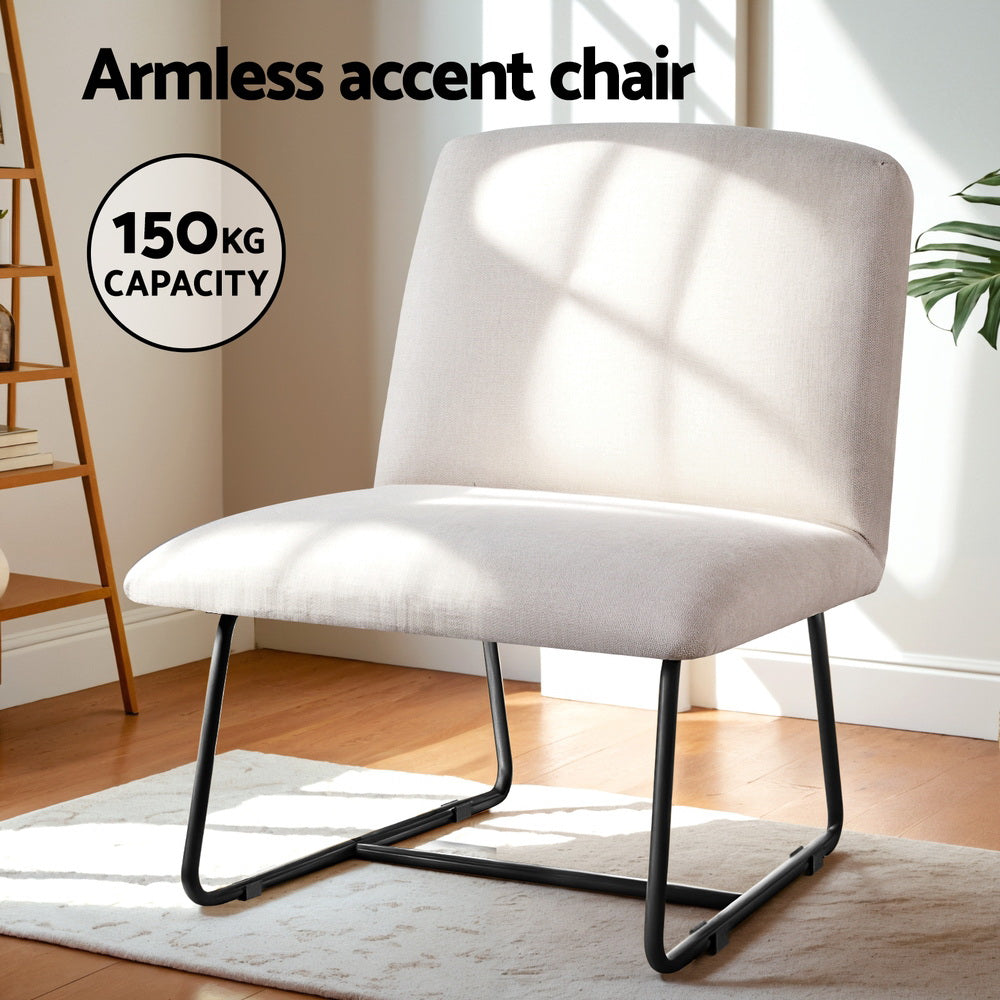 Artiss Accent Chair Armchair Cross Leg Beige 4
