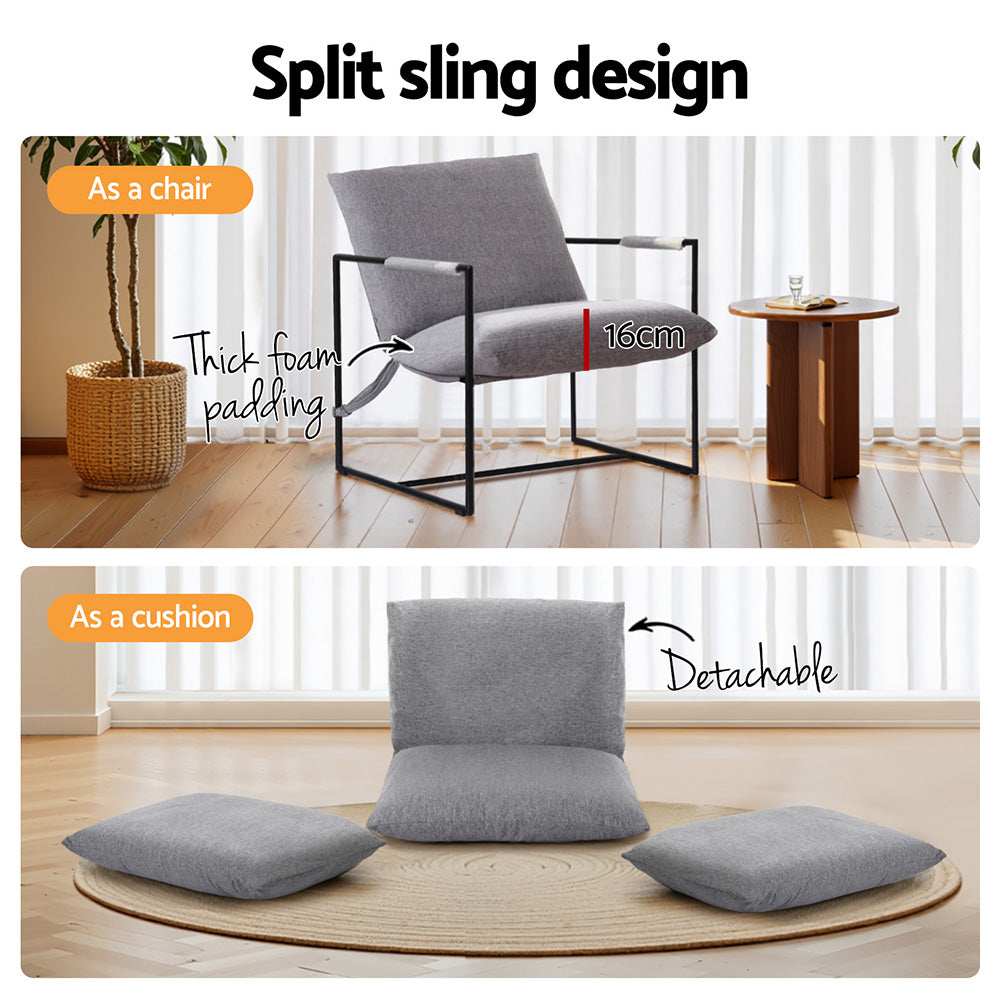 Artiss Armchair Lounge Chair Sling Grey 4