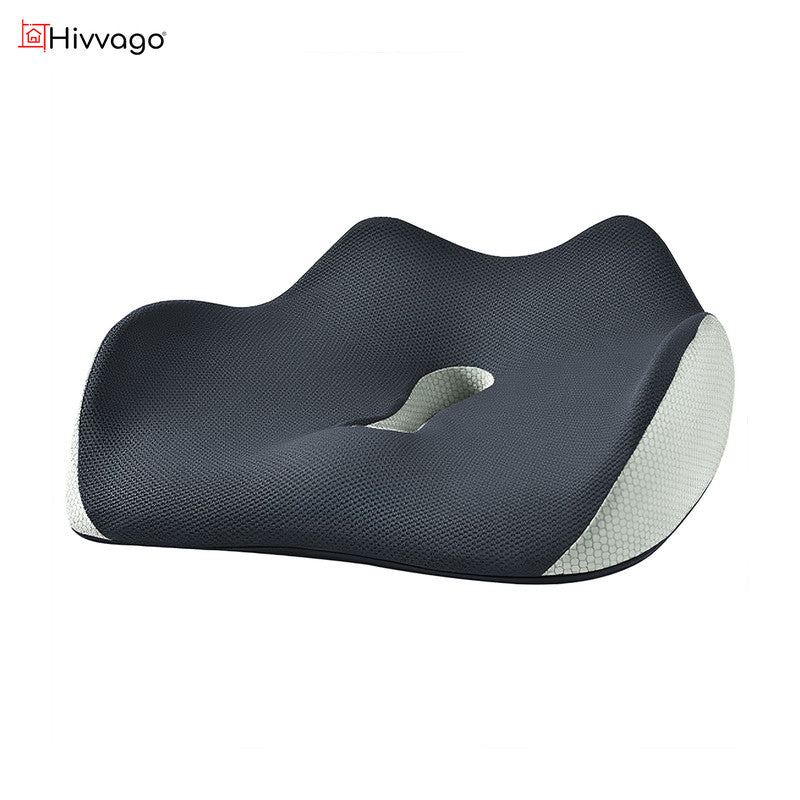 Hivvago Memory Foam Seat Cushion – Ergonomic Support for Office, Car & Home, Grey