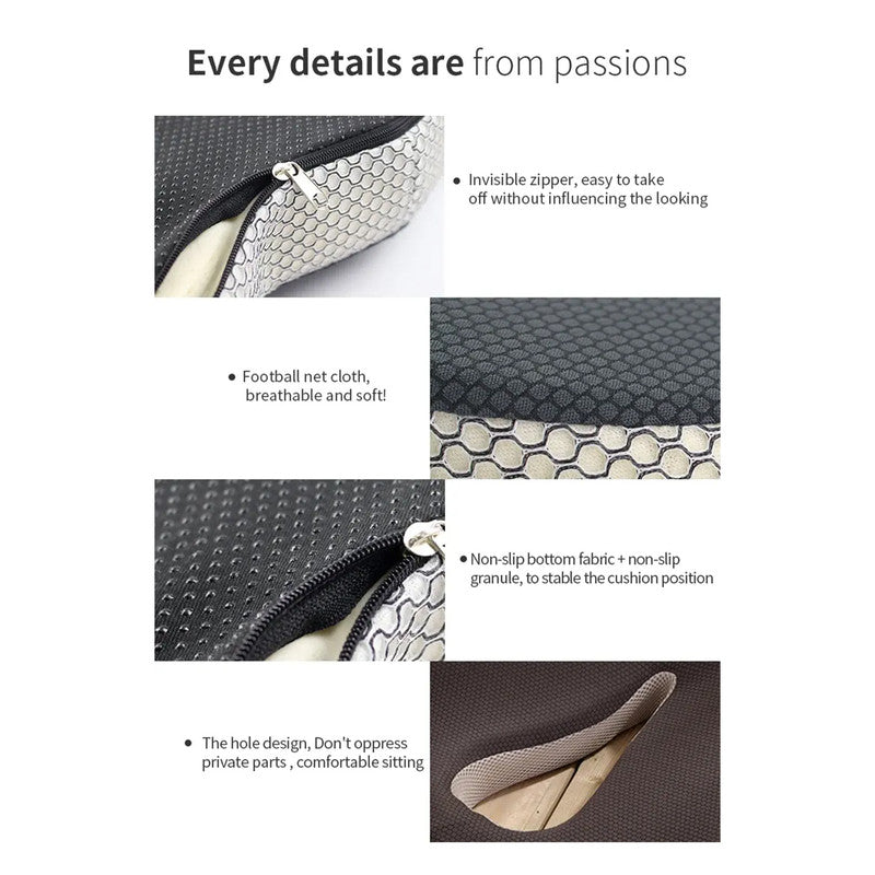 Hivvago Memory Foam Seat Cushion – Ergonomic Support for Office, Car & Home, Grey 7