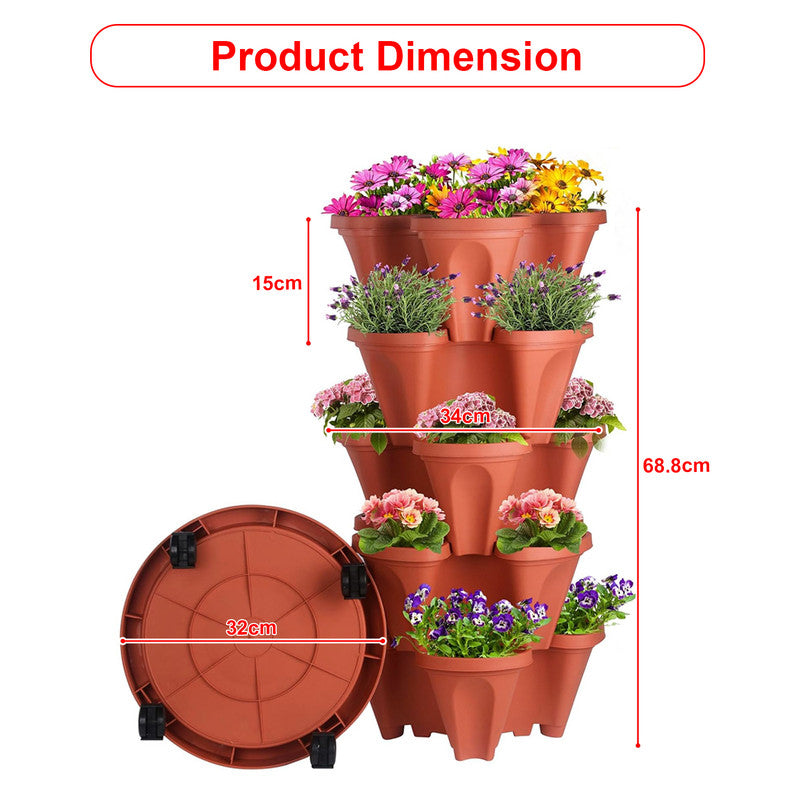 Hivvago 5-Tier Vertical Garden Planter – Stackable Indoor/Outdoor Pot with Wheel Base 3