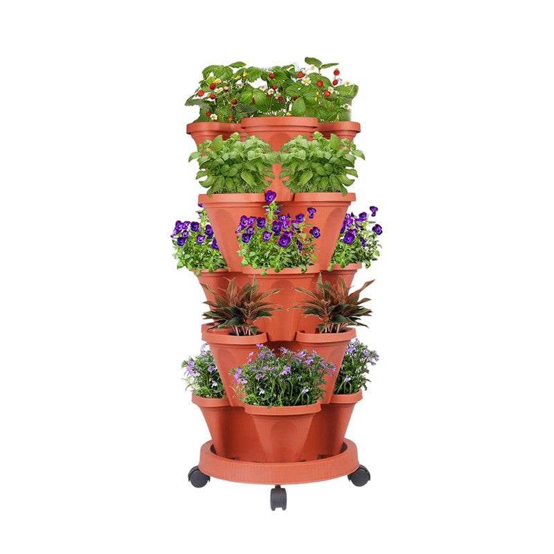 Hivvago 5-Tier Vertical Garden Planter – Stackable Indoor/Outdoor Pot with Wheel Base 6