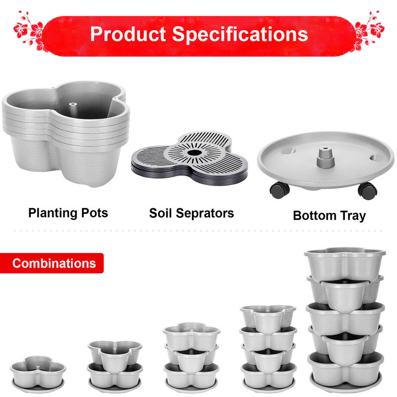 Hivvago 5-Tier Vertical Garden Planter – Stackable Indoor/Outdoor Pot with Wheel Base 5