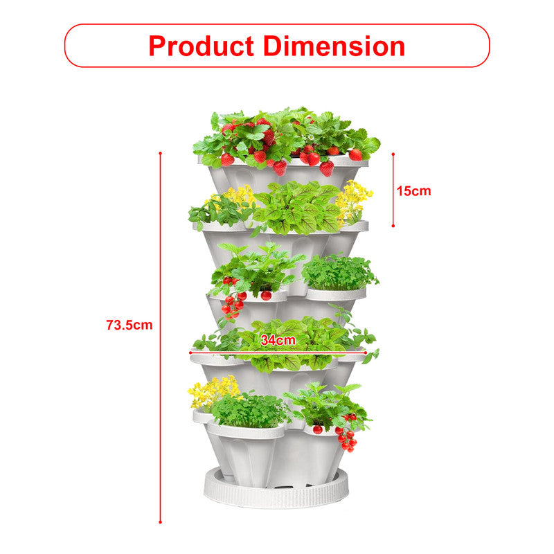 Hivvago 5-Tier Vertical Garden Planter – Stackable Indoor/Outdoor Pot with Base 4