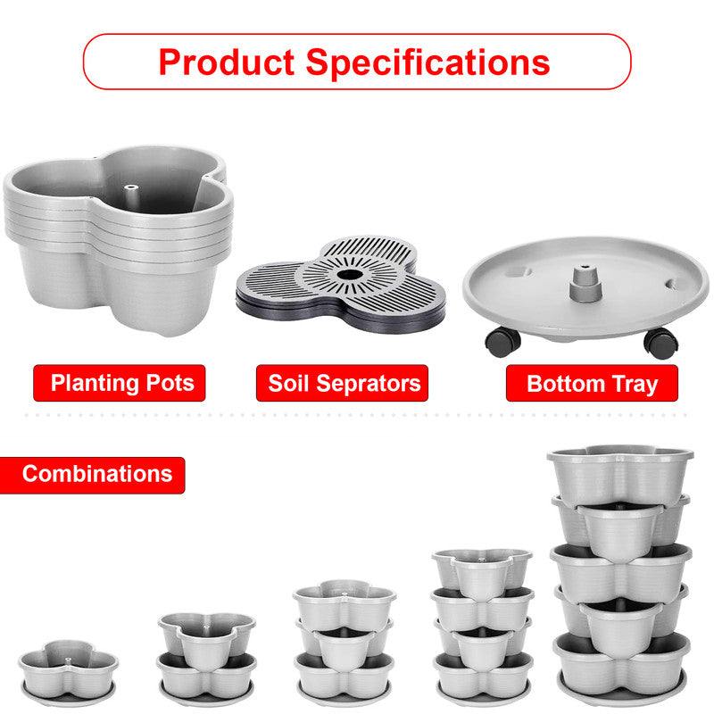 Hivvago 5-Tier Vertical Garden Planter – Stackable Indoor/Outdoor Pot with Base 5