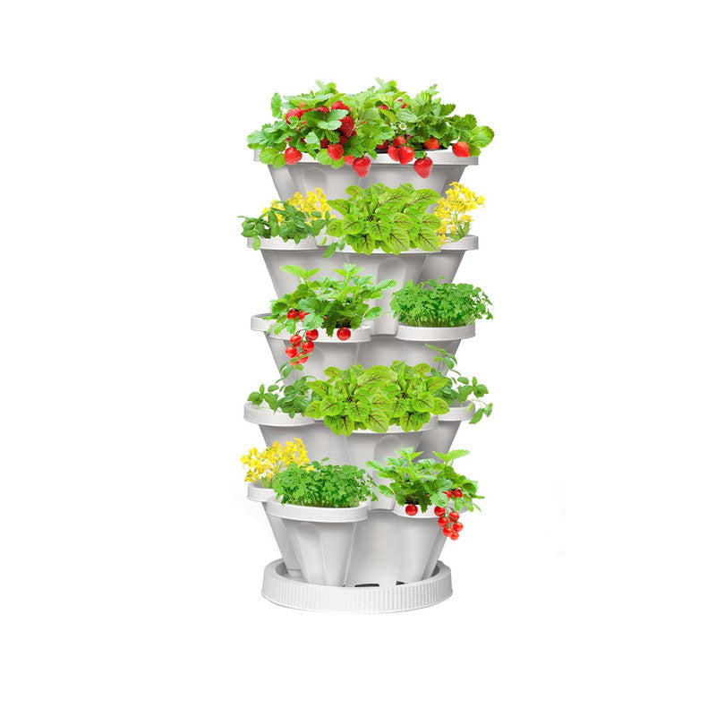 Hivvago 5-Tier Vertical Garden Planter – Stackable Indoor/Outdoor Pot with Base 8