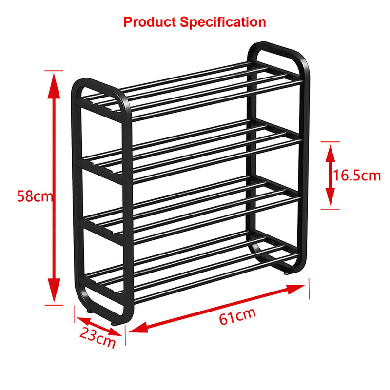 Hivvago 4-Layer Shoe Rack – Compact Steel Frame Organizer for Entryway, Black 3