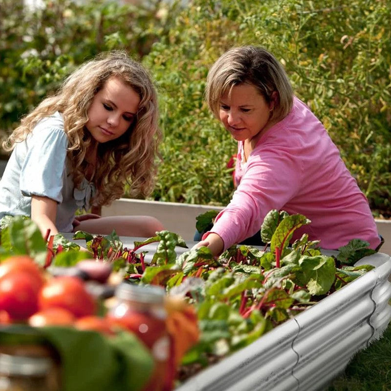 Hivvago Raised Garden Bed – Galvanized Steel Planter Box with Open Base, Silver 4