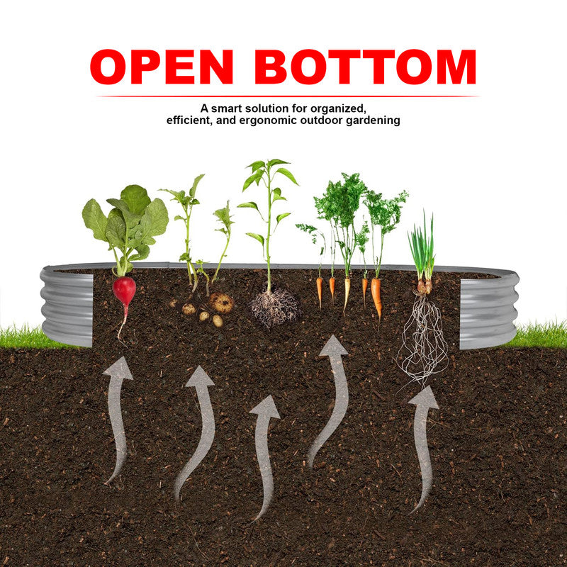 Hivvago Raised Garden Bed – Galvanized Steel Planter Box with Open Base, Silver 7