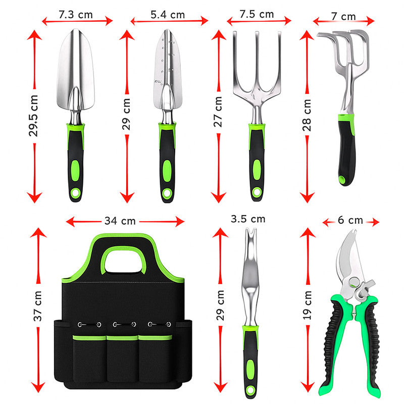 Hivvago 8-Piece Stainless Steel Garden Tool Set with Tote & Gloves 3