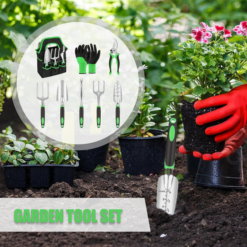 Hivvago 8-Piece Stainless Steel Garden Tool Set with Tote & Gloves 4