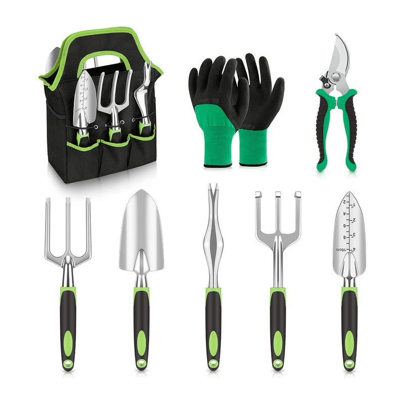 Hivvago 8-Piece Stainless Steel Garden Tool Set with Tote & Gloves 7
