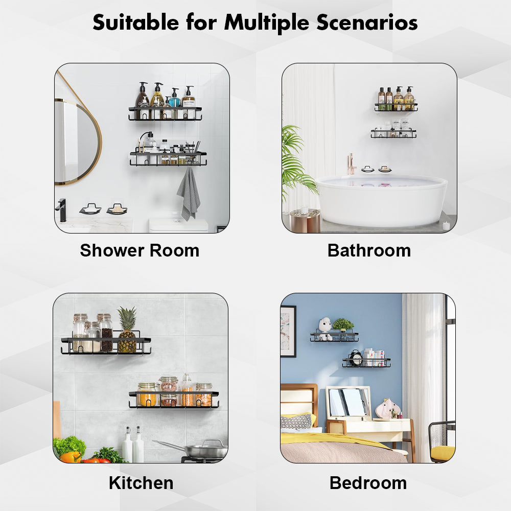 Hivvago Stainless Steel Bathroom Organizer with Adhesive Shelves 7