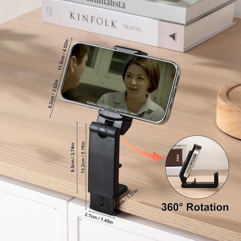 Urbanoki Airplane Phone Holder Mount 360° Rotation Stand for Travel Desk - Black 3