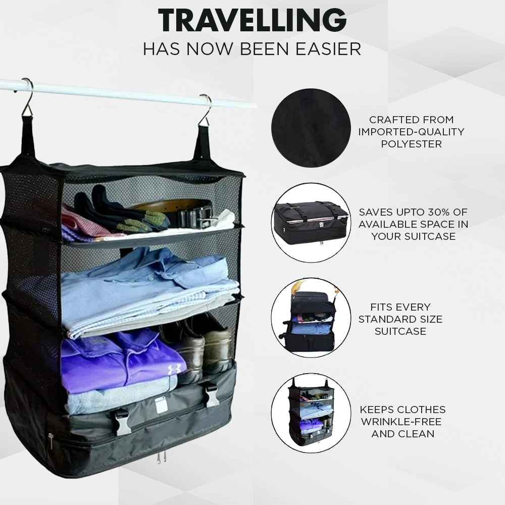 Vagooz Foldable 3 Shelf Travel Camping Organizer with Hook 3