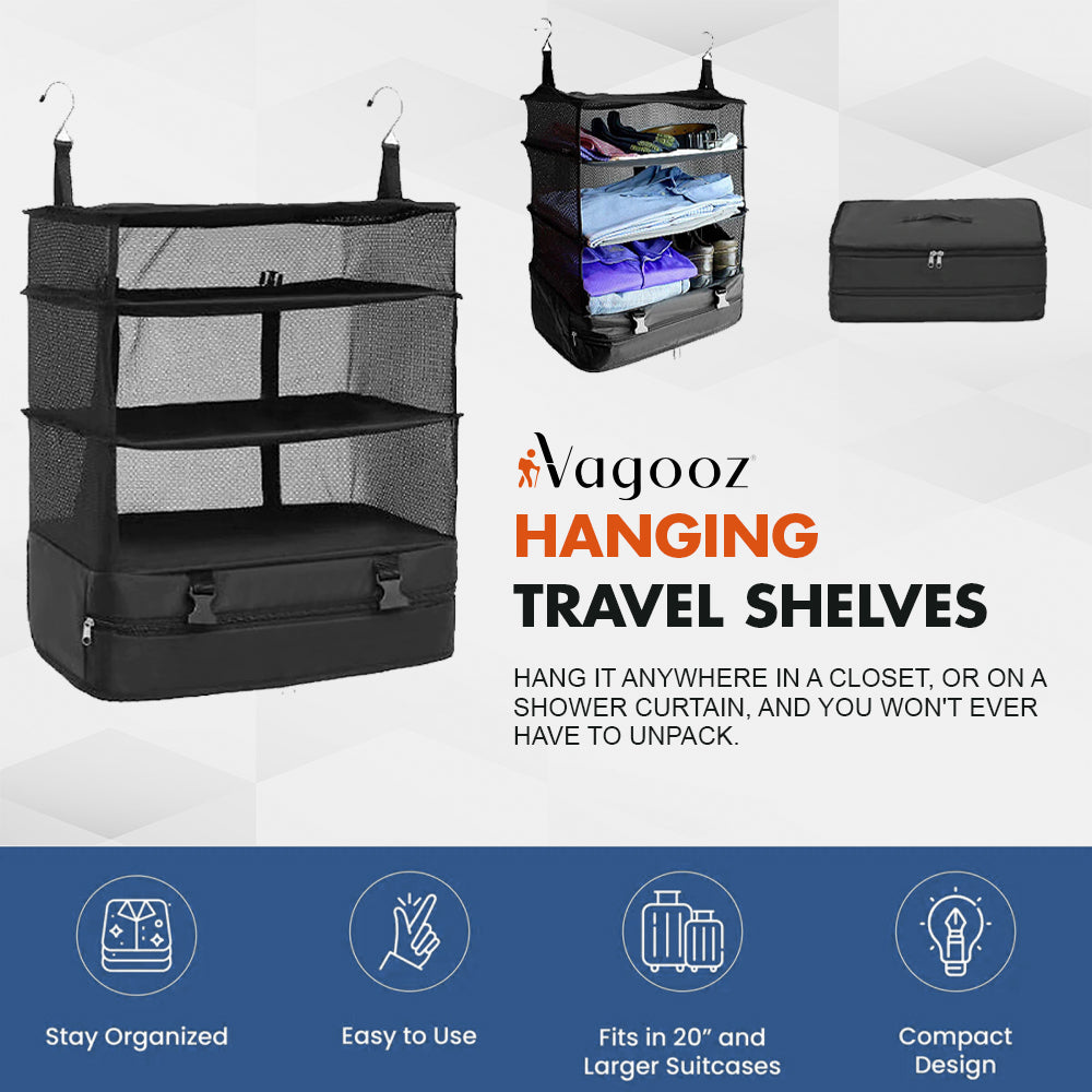 Vagooz Foldable 3 Shelf Travel Camping Organizer with Hook 4