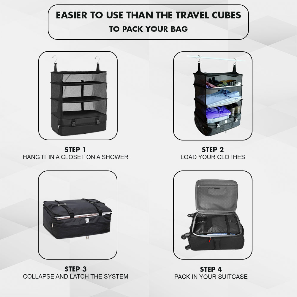 Vagooz Foldable 3 Shelf Travel Camping Organizer with Hook 5