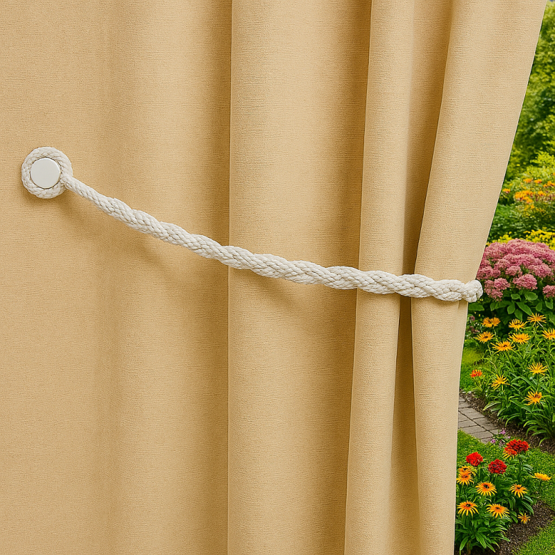 Magnetic weaved rope tieback White 3
