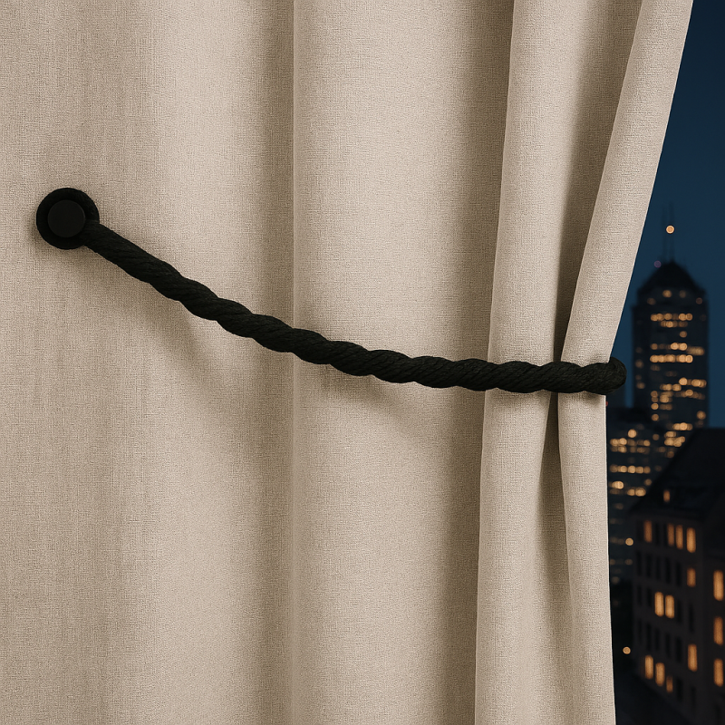 Magnetic weaved rope tieback Black 3