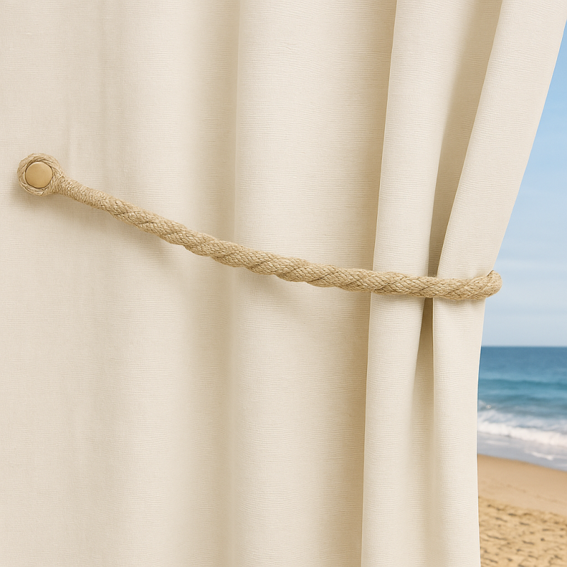 Magnetic weaved rope tieback Cream 3