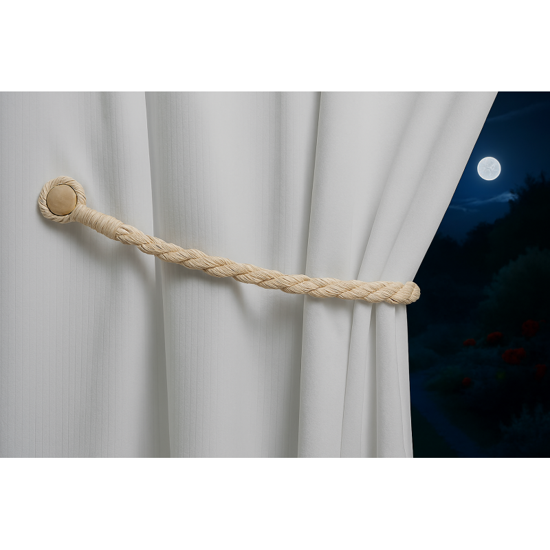 Magnetic weaved rope tieback Linen 3