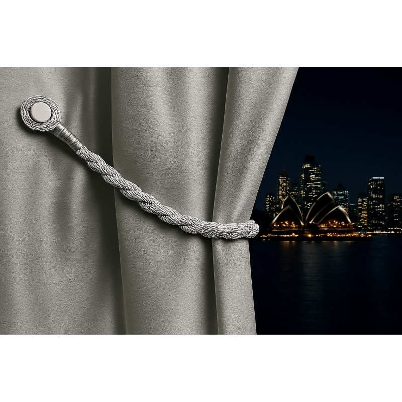 Magnetic weaved rope tieback Silver 3