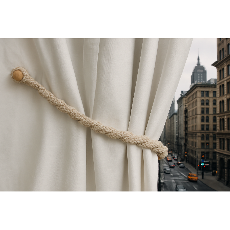 Magnetic weaved rope tieback Linen 3