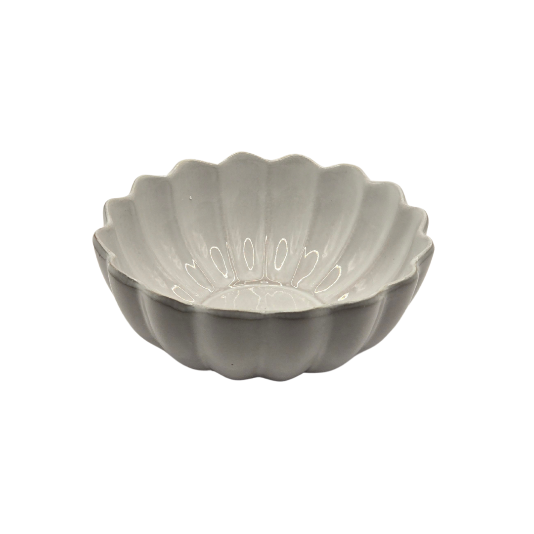 Set of 2 Scalloped Terracotta Bowls | White Glaze Finish | Decorative & Serving Bowls